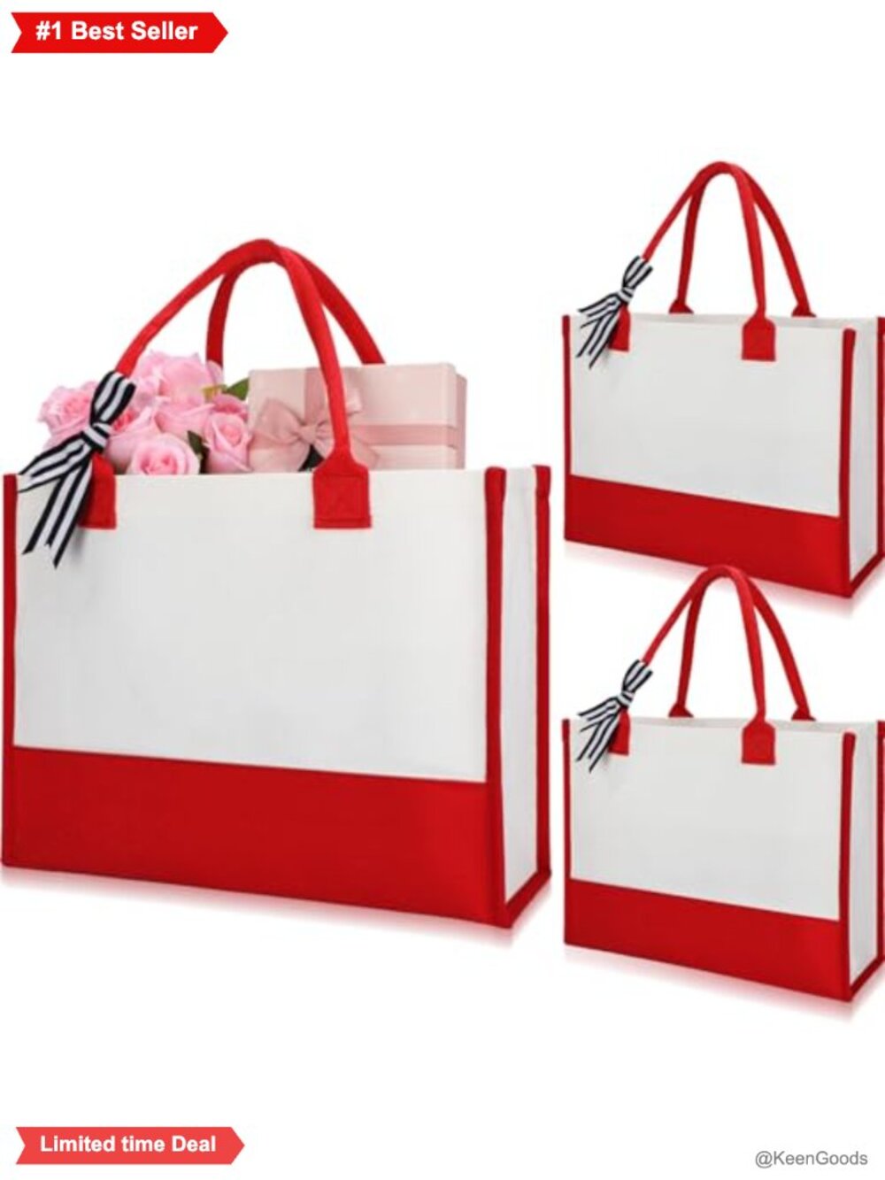 Canvas Burlap Tote Bags Set of 3 Reusable Grocery Shopping DIY Craft